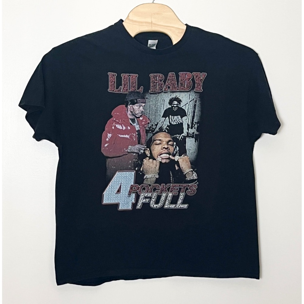 Lil Baby Tour T-Shirt Mens XL Black  4 Pockets Full Gildan Hip Hop Music Graphic